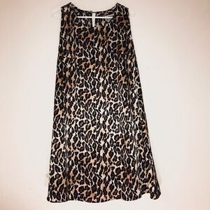 Vtg 80s 90s Beracha NY Leopard Animal Print A-Line Sleeveless Shift Dress 1X